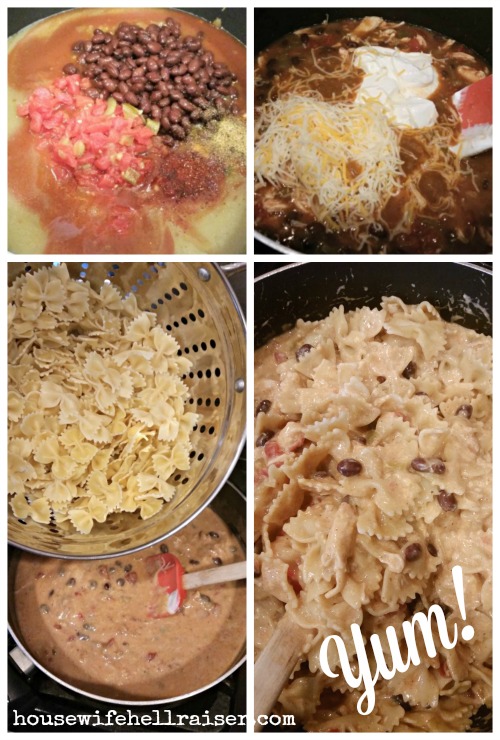 chicken enchilada pasta steps